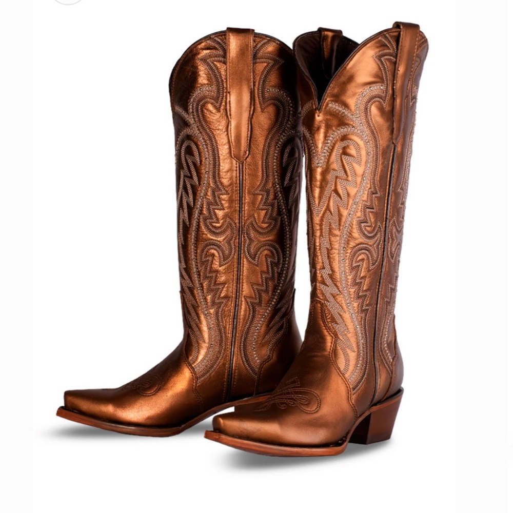 Copper metallic cowboy boots